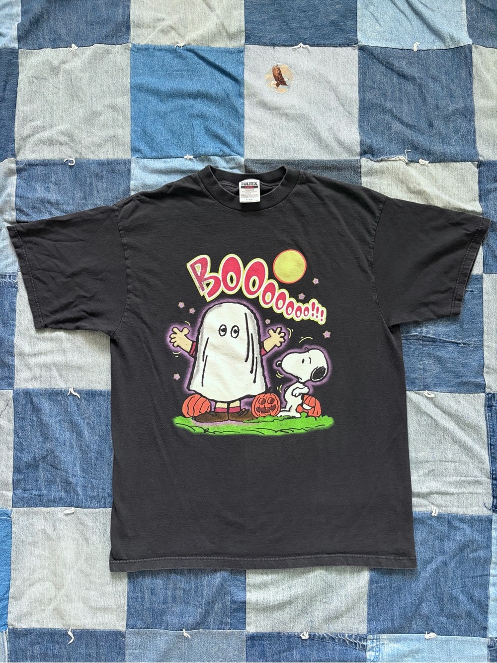 Y2K Snoopy Halloween Charlie Brown Ghost Boo Pumpkin Black T Shirt Size XL